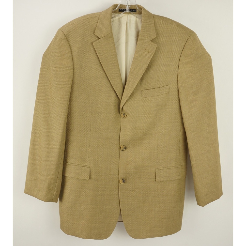 Hugo Boss Loro Piana Superfine Wool & Silk Men's 42L Basket‎ Woven Brown Blazer